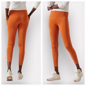 Athleta Ultimate Stash Pocket 7/8 Tight Orange High Rise Small